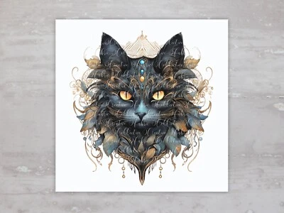 Colcha de tecido gótica Halloween boho gato preto painel colcha de costura bloco A14 - Imagem 1 de 4