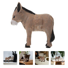  Wooden Donkey Figurine Wood Carved Small Animal Statue Donkey Sculpture Desk