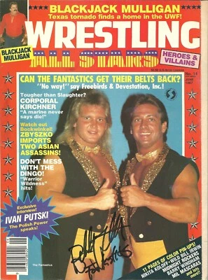 EB1334  Bobby Fulton Marty Jannetty signed Vintage Wrestling Magazine  w/COA Foto 1 de 4