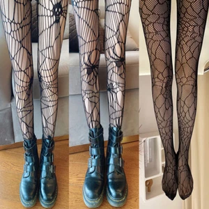 Sexy hohle schwarze Damenstrumpfhose Halloween Spinne Serie Netzstrumpfhose Socken - Bild 1 von 22