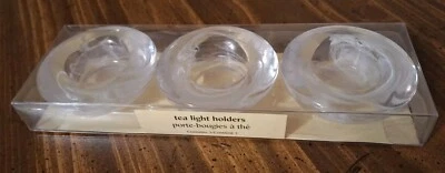NUEVO EN CAJA Pier 1 Juego de 3 soportes de luz de té redondos blancos remolinados de vidrio esmerilado Foto 1 de 3