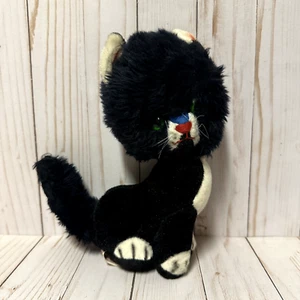 Vintage Montgomery Ward Cat Plush Animal Black Green Eyes Head Turns 9 Inch Rare - Picture 1 of 16