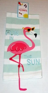 TROPICAL  Kitchen Towel 15" x 25"  FUN IN THE SUMMER~PINK FLAMINGO - Picture 1 of 1
