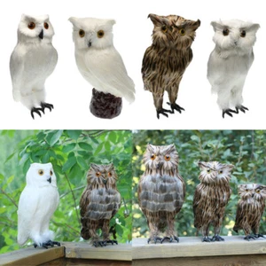 2pcs/set Artificial Owl Bird Feather Realistic Taxidermy Home Garden Decor - Picture 1 of 12