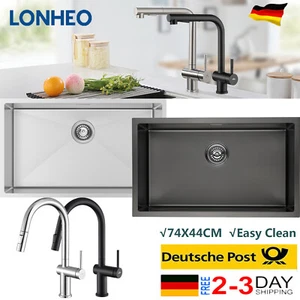 Lavello cucina acciaio inox XL lavello rubinetto cucina incasso con scarico - Foto 1 di 73