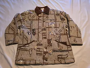 Jones New York Sport Equestrian Brown Insulated Coat Snap & Zip Size Large - Picture 1 of 13
