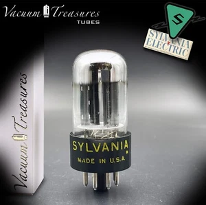 6SN7 GTB NOS SYLVANIA CHROME TOP Black Plates Tested Tube Made in USA - Foto 1 di 10