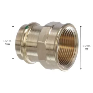 (5-Pack) Viega ProPress 1-1/4 in. Press x 1-1/4 in. FPT Zero-Lead Bronze Adapter - Picture 1 of 4
