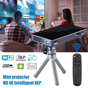 4K 3D Full HD Smart DLP Mini Projector LED Android WiFi 1080P Home Theater HDMI - Picture 1 of 14