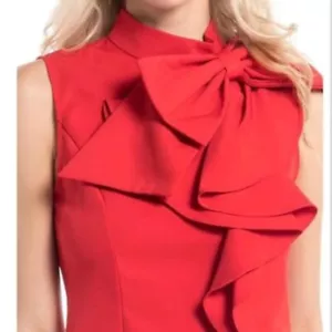 Gracia Big Bow Sleevless Holiday Party Blouse Women's XL Red Polyester Blend - Picture 1 of 10