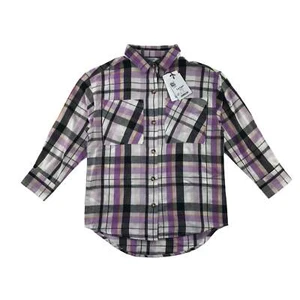 M&Co shirt 5-6 years purple check pattern long sleeve button up cotton - Picture 1 of 12