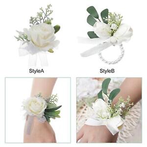 Wrist Corsage Rose Ribbon Hand Flowers for Bridal, Bridesmaid, Wedding, Party,
