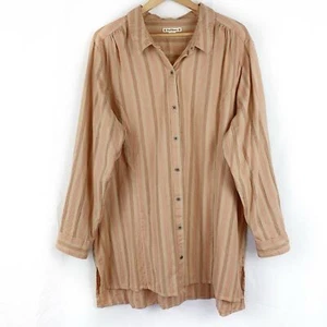 Rüschen behauen Boho bestickt Streifen Button Down Hemd Baumwolle, Größe 3X - Bild 1 von 8