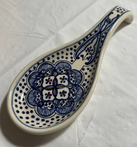 Kitchen Cooking Resting Spoon Ceramic Polka Dot AA1 - Picture 1 of 7