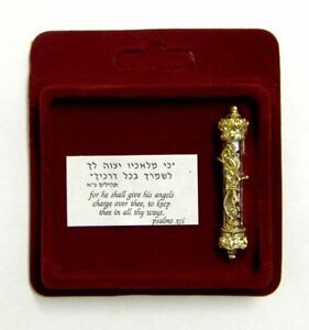 Gold plated car Mezuzah Mezuza Jewish Turah Judaica Design Israel kabbalah Gift