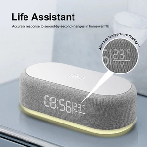 Wireless Charger With Clock Night Light Thermometer For Samsung S25 Edge S24 S23 - Picture 1 of 18