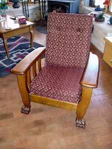 antique oak morris chair with reclining back - Picture 1 of 12