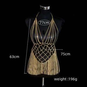 Simple Metal Body Chain Sexy Trend Bra Tassel Waist Chain Accessory Chain - Foto 1 di 4