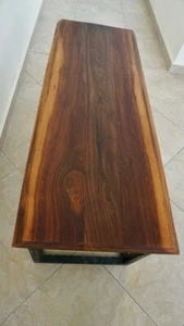 Live edge wood coffee table / bench. American Walnut and steel. - Picture 1 of 2
