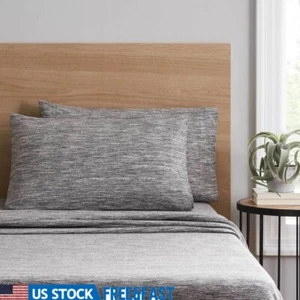 Soft Jersey Bed Sheet Set King 4 Piece Breathable Durable Machine Washable New - Picture 1 of 6