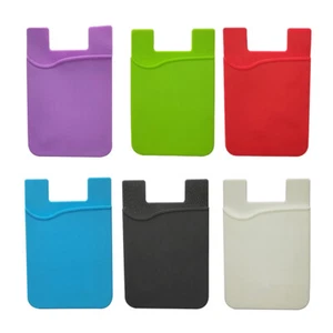 Silicone Mobile Phone Wallet Card Stick On Cash Credit Card Holder Pouch Tool - Picture 1 of 17