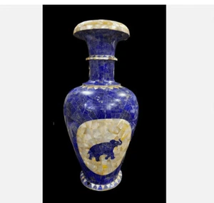 18" Luxury Lapis MOP Stone Art Home Table Flowerpots Bedside & Garden Table Decs - Picture 1 of 4