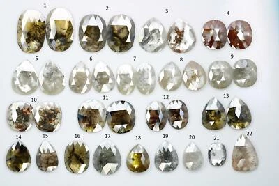 Pear Oval Salt and Pepper Diamonds Unique Conflict Free Natural Gems - Image 1 of 4