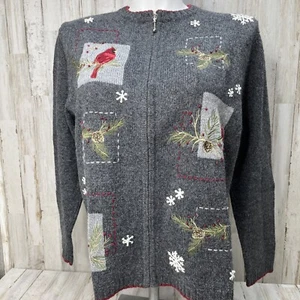 Cárdigan Suéter Croft And Barrow Talla XL Cremallera Completa Otoño Pájaro Piña Gris U21 - Imagen 1 de 10