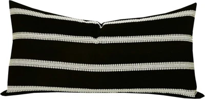 Funda Almohada Decorativa Rectangular Rayas 12" x 24" Raya D Negra Foto 1 de 4