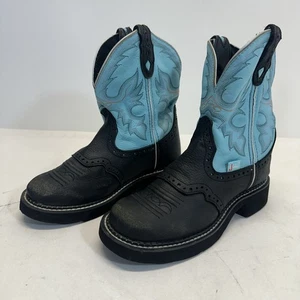 JUSTIN GYPSY L9905 Women's Black Leather Round Toe Western Cowgirl Boots - 5.5 B - Picture 1 of 9