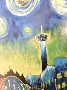 Original Art Painting Acrylic On Canvas San Antonio Tower Of The Americas - Picture 1 of 4