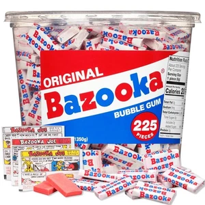 Bazooka Bubble Gum Bulk, 225 unidades tina de masticación rosa original - Imagen 1 de 7