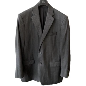 Ralph Lauren Grey Striped Wool 2 Button Blazer 44R Sport Coat Jacket - Picture 1 of 11