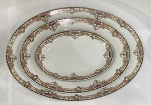 Victoria China Czechoslovakia Oval Serving Platters VIT24 Vintage Set Of 3 - Picture 1 of 18