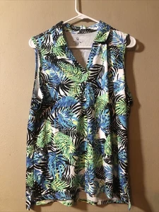 Emerald 18 Sleeveless Golf Shirt Size Large Lovely Floral Tropical Print - Picture 1 of 4