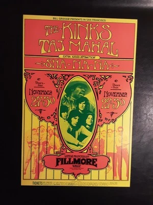 PÓSTER BG-204 / The Kinks / Taj Majal / Sha-Na / Fillmore West Foto 1 de 4