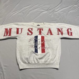 Vintage Ford Mustang Logo Big Spellout  Embroidered Crewneck Sweatshirt Large - Picture 1 of 12