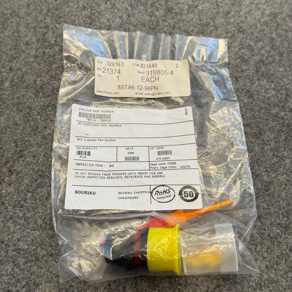 Souriau 8STA6-12-98PN motorsport connector (like Deutsch Autosport AS612-98PN) - Image 1 of 1