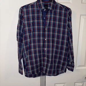 Tailorbyrd Shirt Mens Medium Multi Plaid Long Sleeve Button Down Flip Cuff - Picture 1 of 7