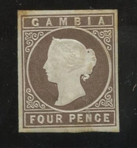 GAMBIA QV 1869 IMPERFORATE NO WATERMARK 4d MINT 4 MARGINS SG2...cv £500 - Picture 1 of 1