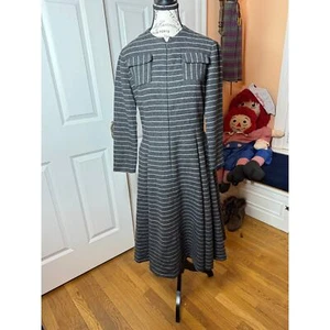Vintage Geoffrey Beene dress - Grey flannel m wool stripe - S/M - Picture 1 of 6