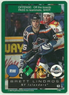 1995-96 Playoff One on One Challenge #63 Brett Lindros New York Islanders - Image 1 of 2