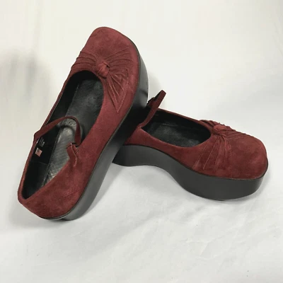 Zapatos de plataforma Earth para mujer Erika Wine rojo borgoña gamuza estilo Mary Jane 10 B Foto 1 de 4