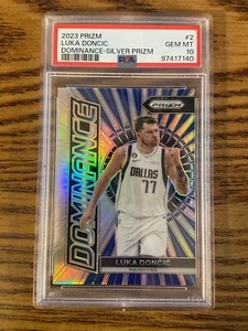 PSA 10 2023 Panini Prizm Luka Dončić Dominance Silver Prizm #2 Gem Mint - Picture 1 of 2