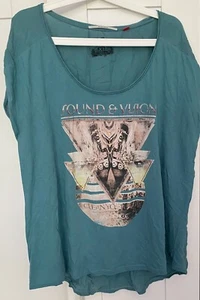 s.Oliver Shirt Petrol mit Frontprint, XL, runder Ausschnitt, Vokuhila - Bild 1 von 2