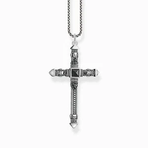 THOMAS SABO Kette Kreuz Unisex Silber schwarze Steine KE2003-508-11 Länge 50 cm - Bild 1 von 6