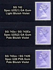 1967 - 70 1/- 1s  Machin SG742 SG742a & SG742av (Set of 3) Unmounted Mint MNH - Picture 1 of 1