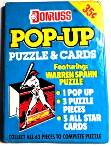 1989 Donruss All Stars Pop-up Puzzle & Karten (1) WAX PACK (ungeöffnet) - Bild 1 von 2
