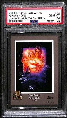 2021 Topps Star Wars A New Hope 50th Anniversary Sepia #12 05/10 PSA 10 7540 - Image 1 of 3