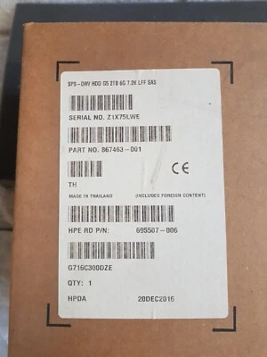 F/S HP 2TB SAS 6Gb/s 7,200 RPM LFF Drive 867463-001 695507-006 - Image 1 of 3